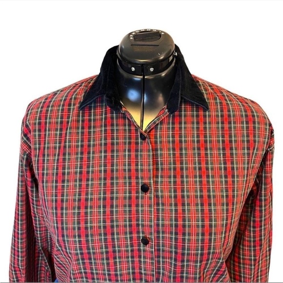 Tabi International Single Needle Stitched Plaid Button Up Shirt with Velvet - Picture 3 of 12